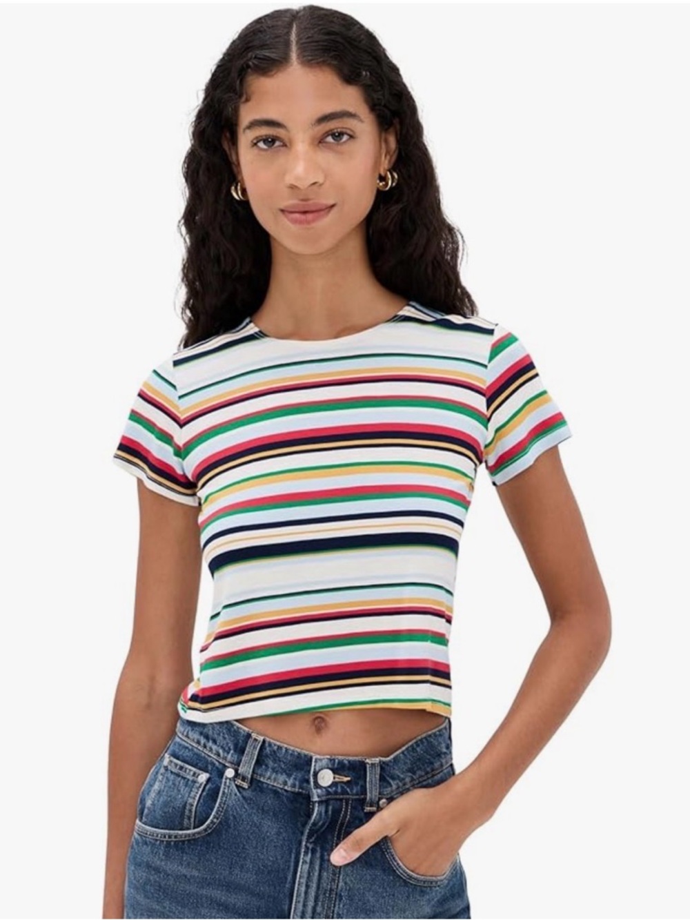 NWT- LE BOP Women's Eloise Striped Crop Tee XS